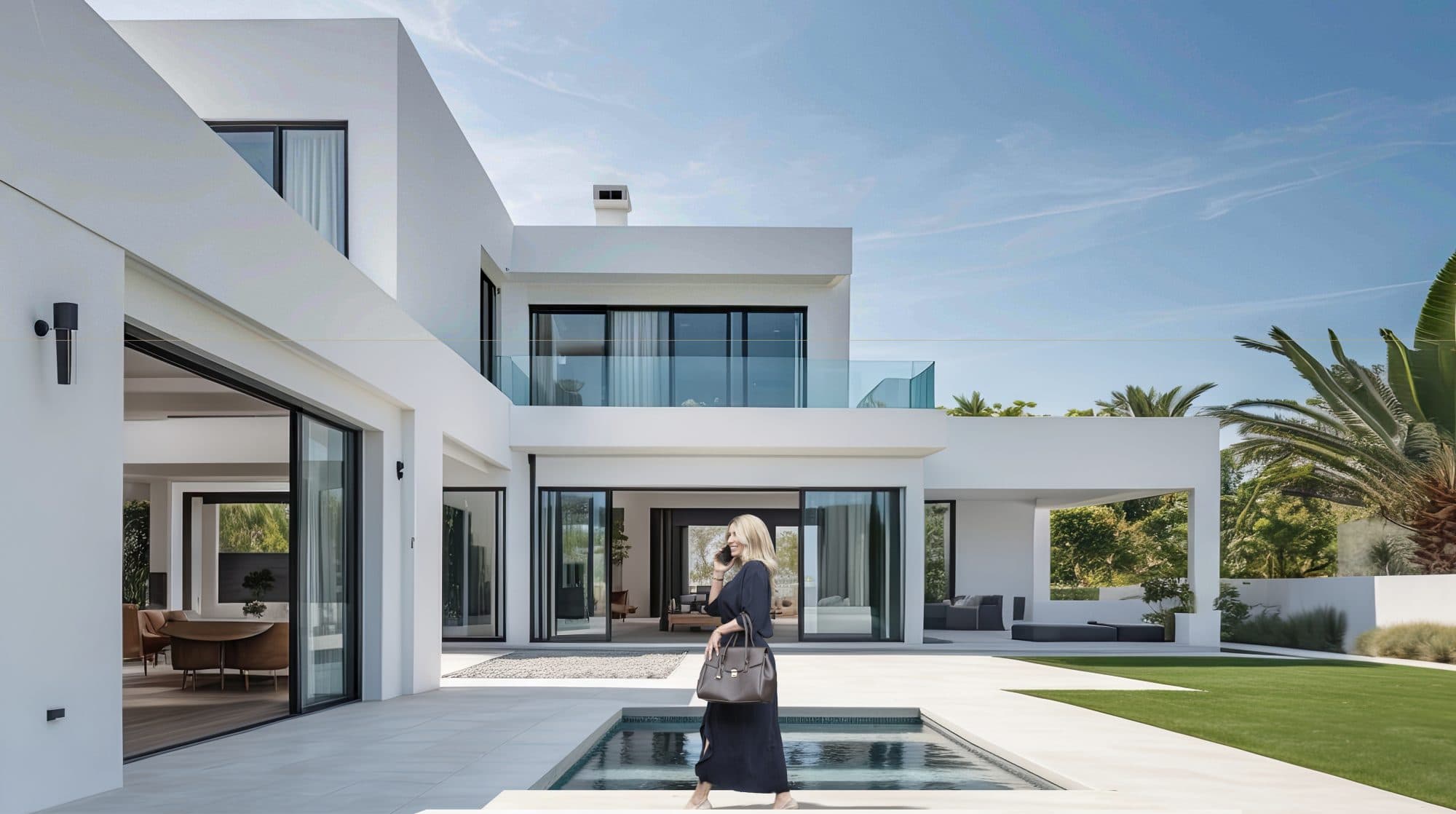 Drita Kaußen-Behramaj vor einer modernen Villa